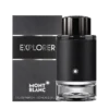 Bottle of Explorer by Mont Blanc featuring a sleek dark green and gold design, inspired by adventure