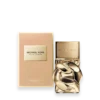 Michael Kors Pour Femme perfume bottle with pink-gold box beside it, displaying brand name on bottle cap and box label