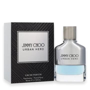 Urban Hero by Jimmy Choo with bergamot, pepper, and woody notes creating a bold, modern, and confident masculine fragrance