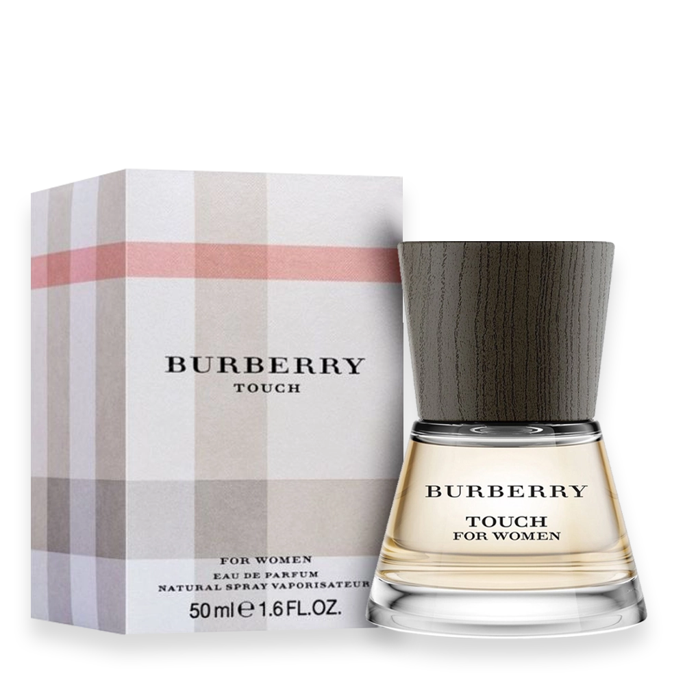 Burberry Touch for Women Eau de Parfum by Burberry » Scott Beauty Shop Burberry Touch for Women Eau de Parfum bottle with curved glass design and soft pink fragrance