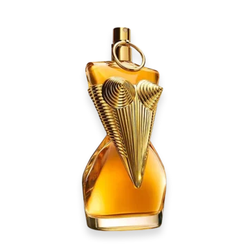 Divine Le Parfum by Jean Paul Gaultier Eau de Parfum Intense » Scott Beauty Shop Golden perfume bottle shaped like a bird with ornate wings and a gold cap