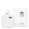 Eau de Lacoste L.12.12 Blanc Pure men’s fragrance bottle with minimalist white design