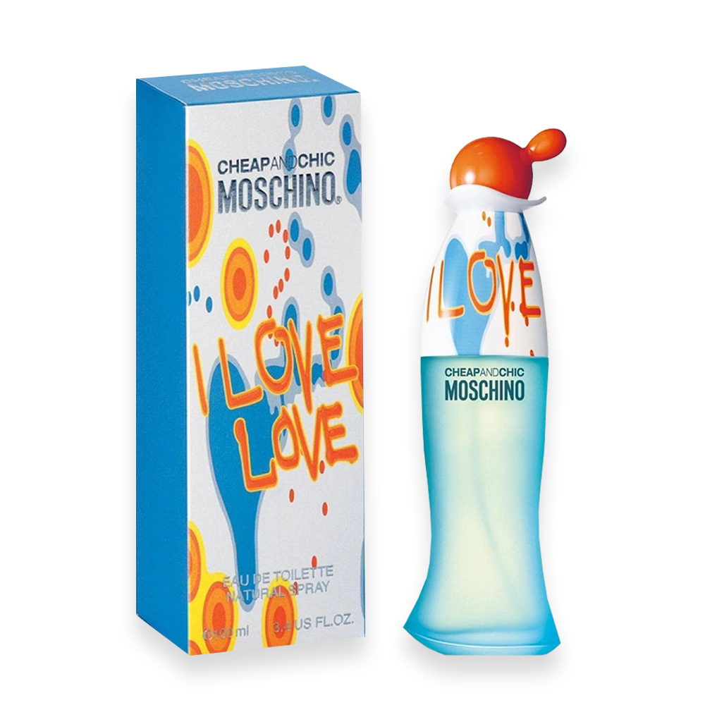 Moschino Cheap & Chic I Love Love Eau de Toilette » Scott Beauty Shop Moschino Cheap and Chic I Love Love Eau de Toilette colorful bottle inspired by pop art design