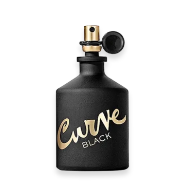 Curve Black cologne bottle by Liz Claiborne with dark curved glass design
