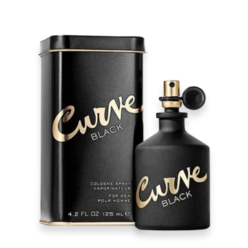 Curve Black cologne bottle by Liz Claiborne with dark curved glass design
