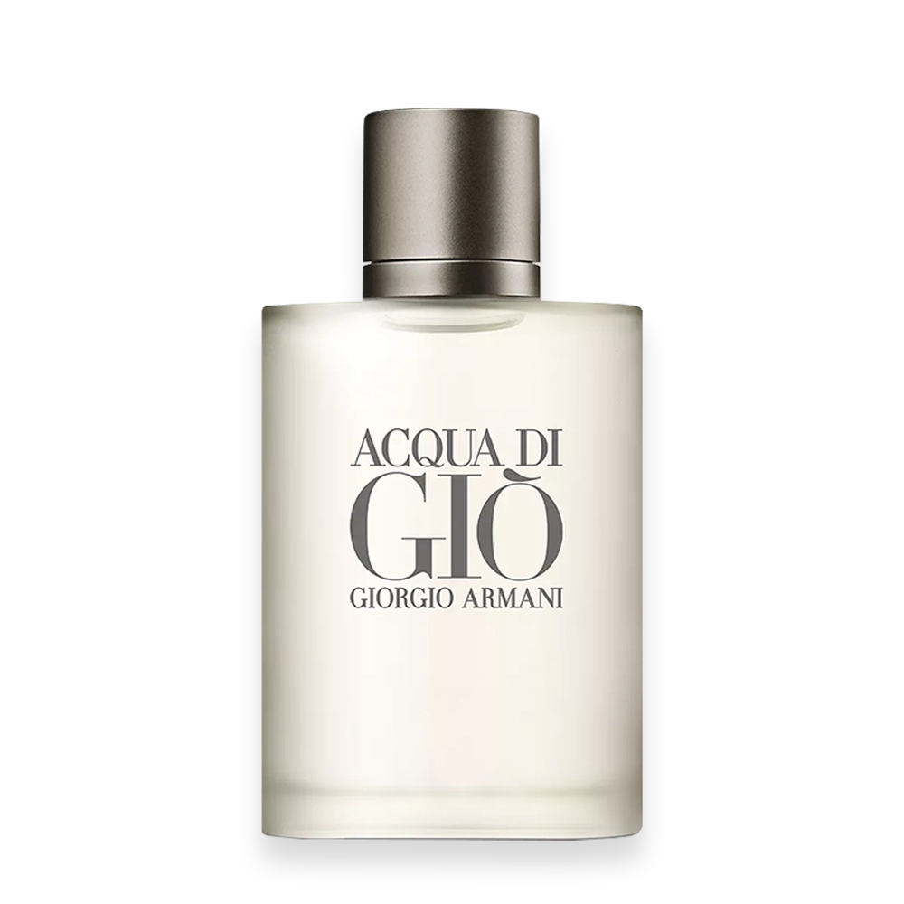 Acqua Di Giò Perfume by Giorgio Armani | Fresh Aquatic Citrus Fragrance for Men » Scott Beauty Shop Bottle of Acqua Di Giò perfume featuring a sleek, minimalist design inspired by the Mediterranean Sea