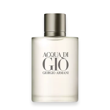 Acqua Di Giò Perfume | Fresh Aquatic Citrus Fragrance for Men » Scott Beauty Shop Bottle of Acqua Di Giò perfume featuring a sleek, minimalist design inspired by the Mediterranean Sea