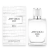 Bottle of Jimmy Choo Man Ice perfume featuring a frosted blue design with sleek, masculine styling