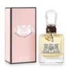 Juicy Couture Eau de Parfum women's fragrance bottle with pink liquid and gold crown cap