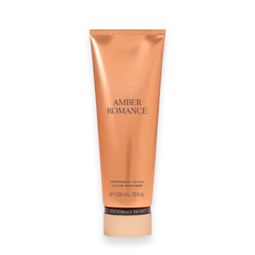 Victoria’s Secret Amber Romance Fragrance Lotion bottle with warm amber-toned packaging