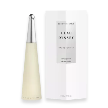 Issey Miyake L'Eau d'Issey perfume bottle with minimalist clear glass design