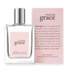 Bottle of Amazing Grace by Philosophy perfume featuring a simple, minimalist design with a white label