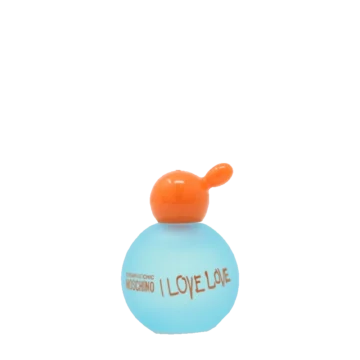 Miniature bottle of Cheap & Chic I Love Love by Moschino featuring a colorful, playful design
