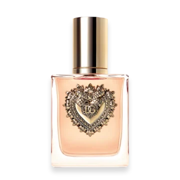 Devotion by Dolce & Gabbana perfume bottle with gold-accented pink design