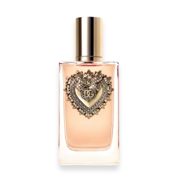 Devotion by Dolce & Gabbana perfume bottle with gold-accented pink design