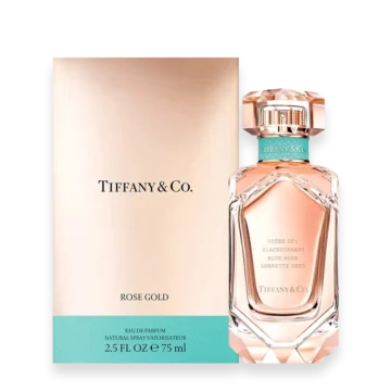 Tiffany & Co. Rose Gold Eau de Parfum with sparkling citrus, delicate rose, and warm musk creating a radiant, feminine luxury scent
