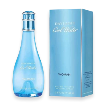 Davidoff Cool Water for Women perfume bottle with light blue liquid and silver cap