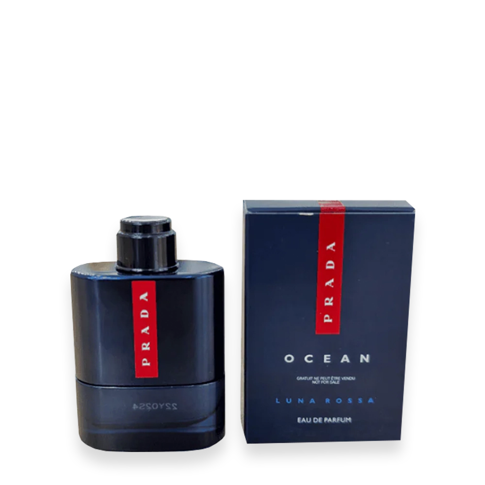 Prada Luna Rossa Ocean EDP Miniature » Scott Beauty Shop Prada Luna Rossa Ocean Eau de Parfum miniature bottle and box