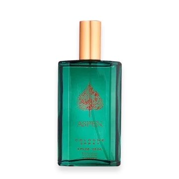 Aspen For Men by Coty cologne bottle with green pine tree logo