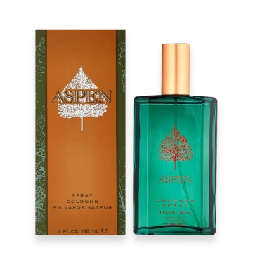 Aspen For Men by Coty cologne bottle with green pine tree logo
