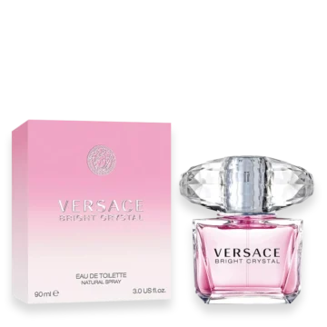 Versace Bright Crystal with pomegranate, peony, and musk creating a fresh, elegant, and feminine floral-fruity fragrance