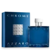 Azzaro Chrome Parfum bottle with metallic silver design and blue fragrance