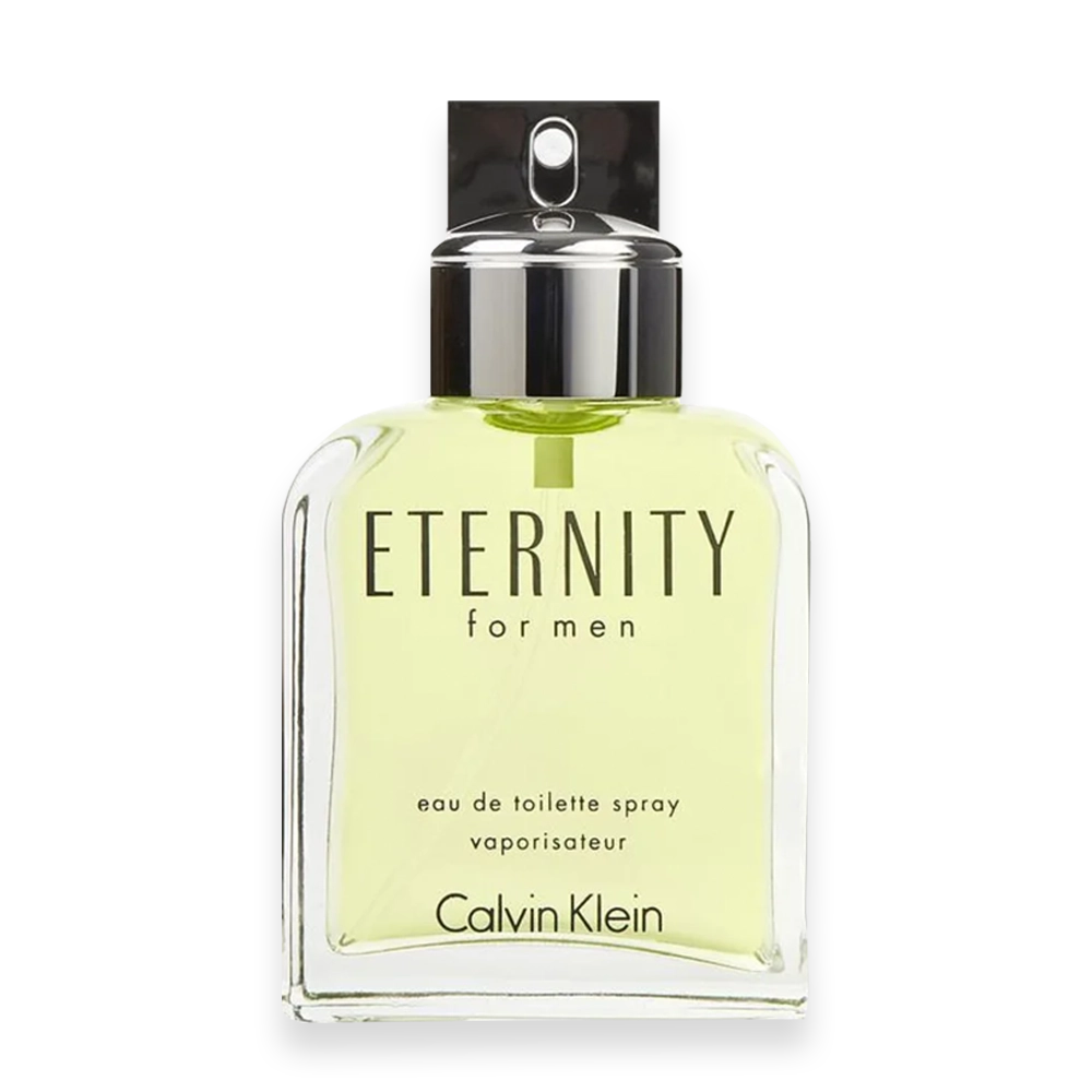 Eternity for Men Eau de Toilette by Calvin Klein » Scott Beauty Shop Eternity for Men by Calvin Klein cologne bottle with clear glass and silver cap