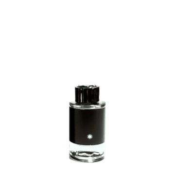 Miniature bottle of Explorer by Mont Blanc featuring a sleek dark green and gold design