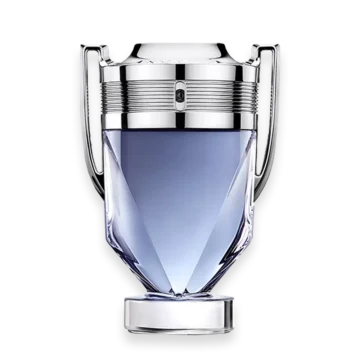 Bottle of Invictus by Paco Rabanne fragrance for men shaped like a trophy