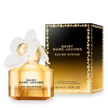 Marc Jacobs Daisy Eau So Intense perfume bottle with daisy flower cap
