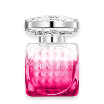Blossom by Jimmy Choo pink faceted perfume bottle with silver cap