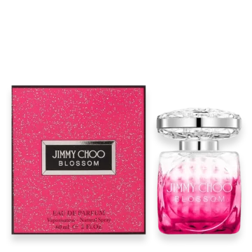 Blossom by Jimmy Choo pink faceted perfume bottle with silver cap