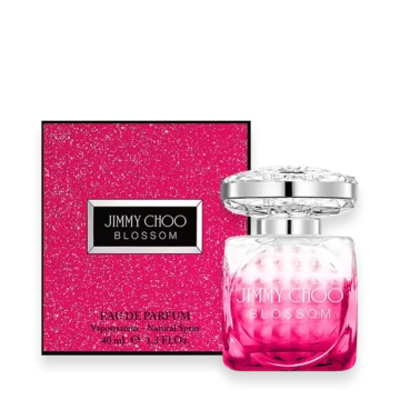 Blossom by Jimmy Choo pink faceted perfume bottle with silver cap