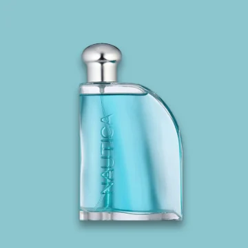 Bottle of Nautica Classic perfume featuring a clear glass design with a nautical-inspired blue cap