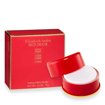 Red Door by Elizabeth Arden perfumed body powder container with classic red packaging