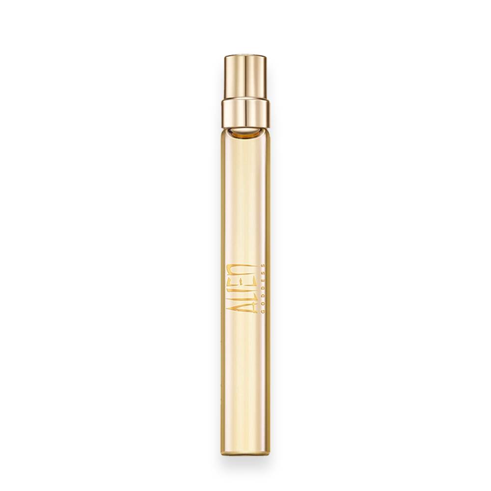 Alien Goddess by Mugler Purse Spray – Travel Size Refillable Perfume » Scott Beauty Shop Alien Goddess by Mugler purse spray refillable travel perfume bottle in gold packaging