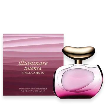 Vince Camuto Iluminare Intensa perfume bottle with pink gradient bottle and matching box.