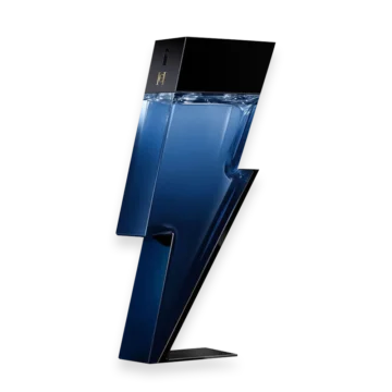 Bad Boy Cobalt by Carolina Herrera blue lightning bolt shaped perfume bottle