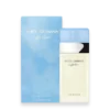 Bottle of Light Blue perfume by Dolce & Gabbana featuring a clear glass design with a light blue cap