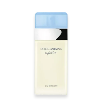Light Blue Dolce & Gabbana perfume bottle with light blue glass and silver cap