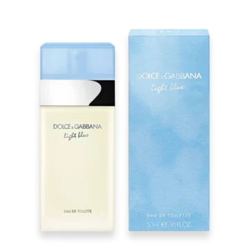 Light Blue Dolce & Gabbana perfume bottle with light blue glass and silver cap