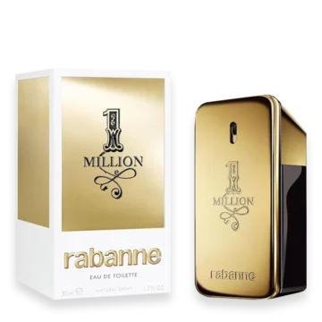 1 Million by Paco Rabanne men’s fragrance in gold bar bottle with citrus, cinnamon and leather notes