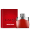 Montblanc Legend Red perfume bottle beside its red box, featuring the label 'LEGEND RED' and 'MONTBLANC' with a silver cap. 50 ml Eau de Parfum.
