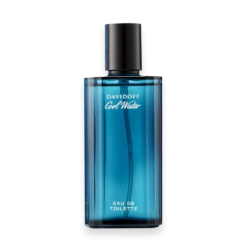 Davidoff Cool Water for Men cologne bottle with blue liquid and silver cap