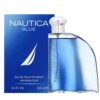 Bottle of Nautica Blue Eau de Toilette featuring a deep blue glass design inspired by the ocean