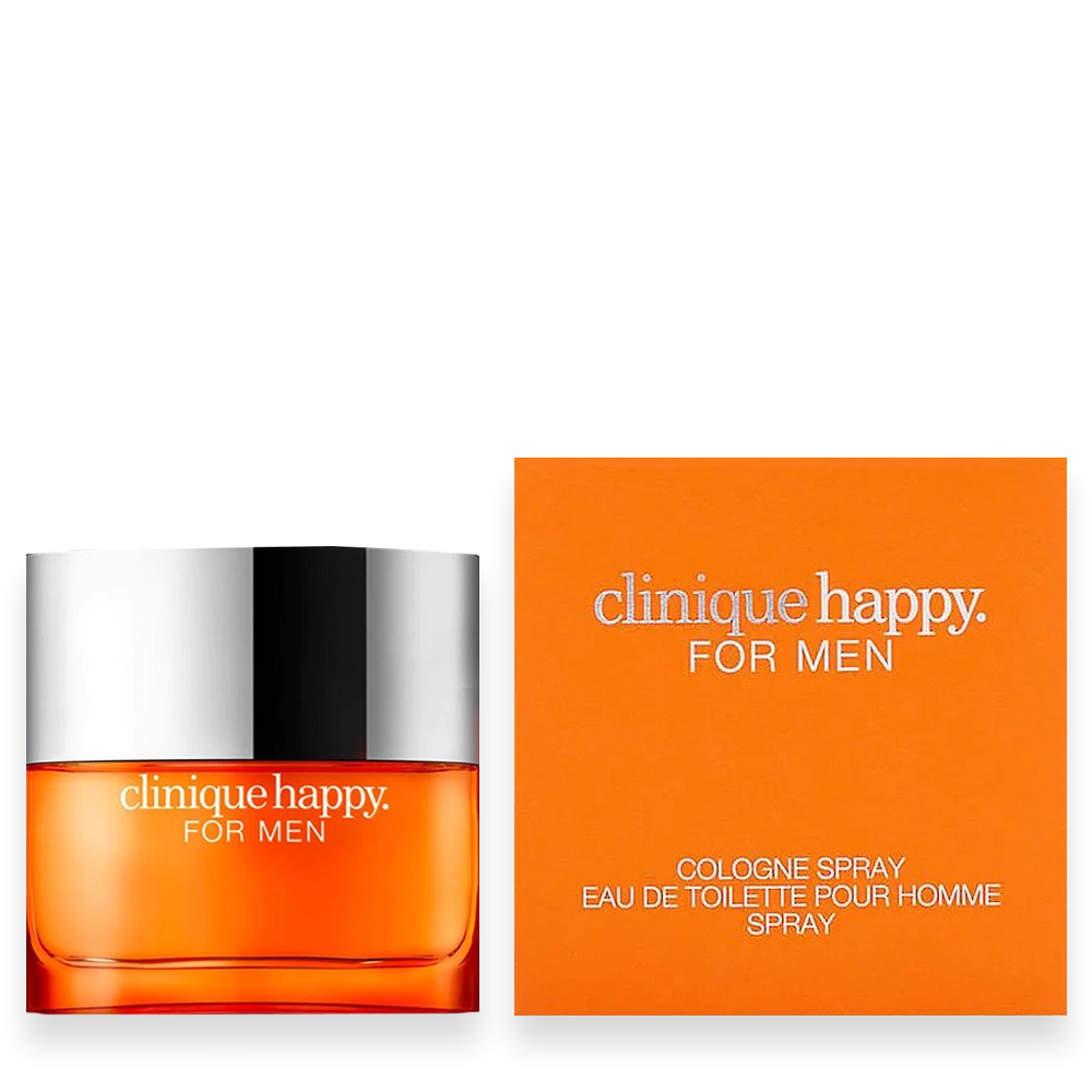 Clinique Happy For Men – Fresh and Energizing Fragrance » Scott Beauty Shop Clinique Happy for Men perfume bottle with citrus fruits and woody accents