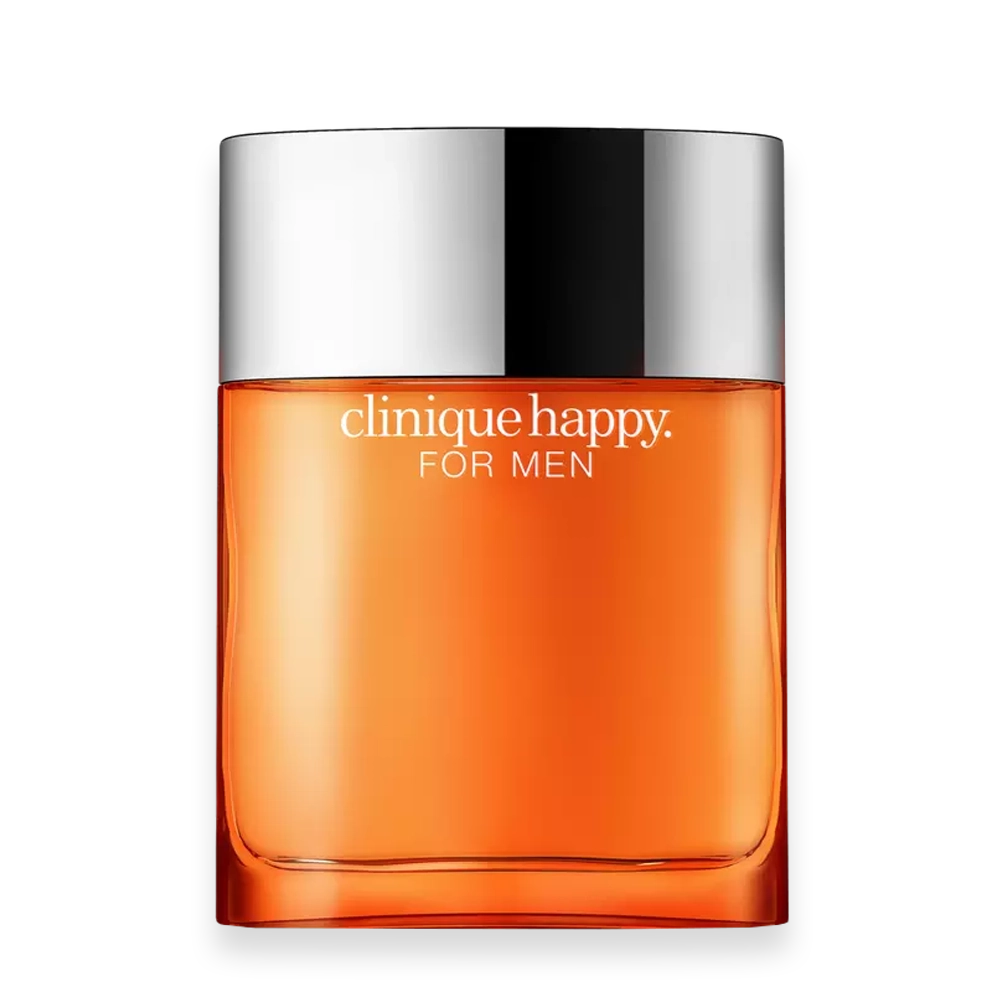 Clinique Happy For Men Cologne – Fresh Citrus Fragrance for Men » Scott Beauty Shop Clinique Happy For Men cologne bottle with bright orange packaging