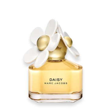 Marc Jacobs Daisy Eau de Toilette 1.7 oz bottle with white daisy flower cap and clear glass design.
