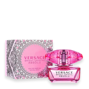 Versace Bright Crystal Absolu perfume bottle with pink fragrance and crystal cap