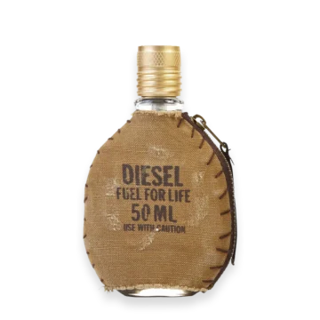 Fuel for Life Pour Homme by Diesel cologne bottle with sleek black design and yellow label